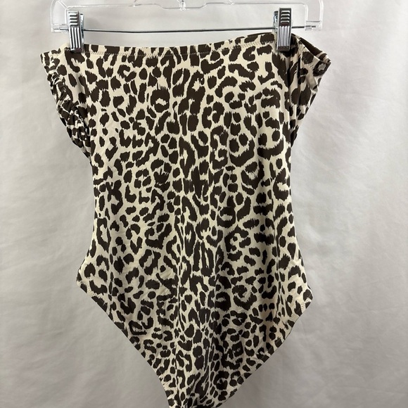 J. CREW Demi Underwire Leopard Print 1 Piece Bathing Suit Size 12 Strapless - Picture 4 of 7
